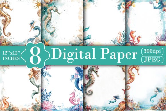 Download Mermaid Nursery Junk Digital Paper - Digital paper Collection