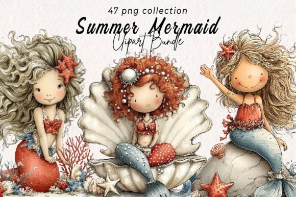 Download Whimsical Summer Mermaid Clipart - Mermaid Collection