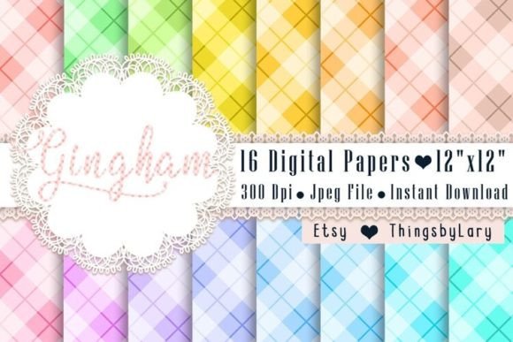 Download Seamless Gingham Digital Papers - Digital paper Collection