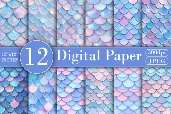 Download Pastel Mermaid Digital Paper - Digital paper Collection