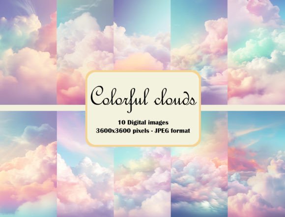 Download Colorful Clouds Digital Paper Bundle - Digital paper Collection