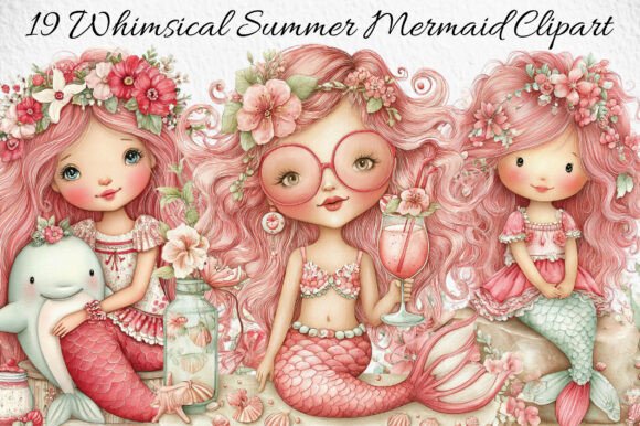 Download Whimsical Summer Mermaid Clipart - Mermaid Collection
