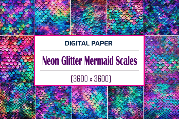 Download Neon Glitter Mermaid Scales Pattern - Mermaid Collection