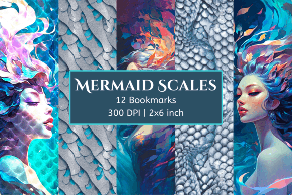 Download 12 Printable Mermaid Scales Bookmarks - Mermaid Collection