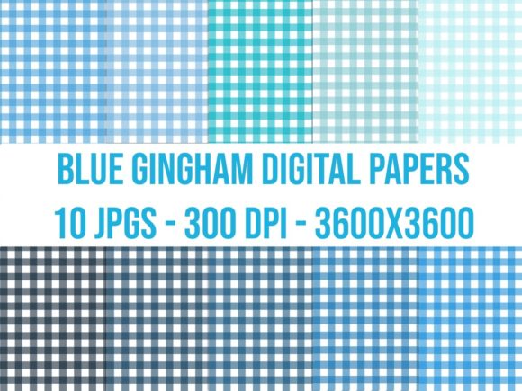 Download Blue Gingham Digital Papers - Digital paper Collection