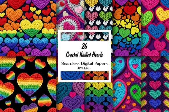 Download Crochet Knitted Hearts Paper Patterns - Hearts paper Collection