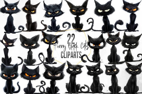 Download Funny Quirky Black Cats Clipart - Black cats Collection