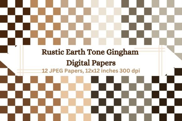 Download Rustic Earth Tone Gingham Digital Papers - Digital paper Collection