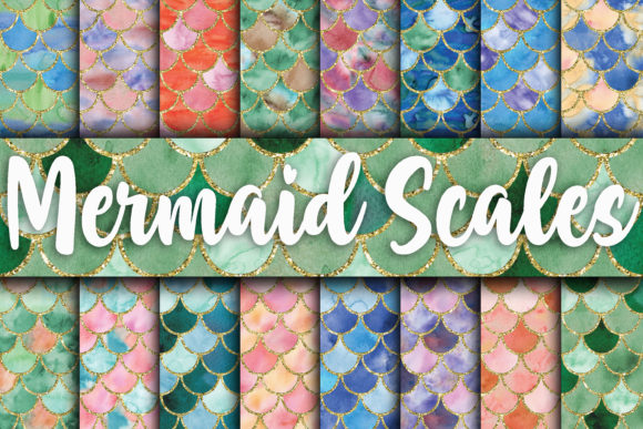 Download Watercolor Mermaid Scales Digital Paper - Digital paper Collection