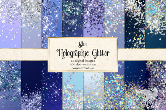 Download Blue Holographic Glitter Digital Paper - Digital paper Collection
