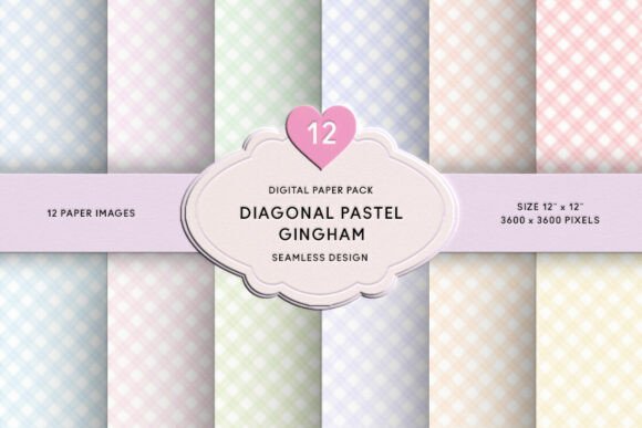Download Pastel Diagonal Gingham Digital Paper - Digital paper Collection