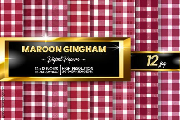 Download Maroon Gingham Digital Papers - Digital paper Collection