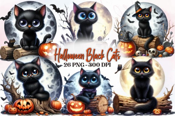 Download Halloween Black Cats Clipart Bundle - Black cats Collection