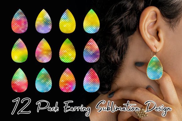 Download Mermaid Scales Pattern Bright Earring - Mermaid Collection