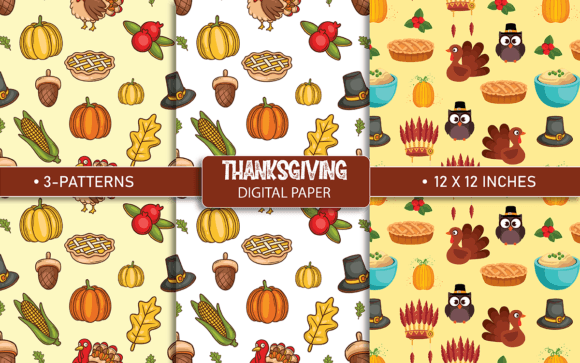 Download Thanksgiving Digital Paper Patterns - Digital paper Collection