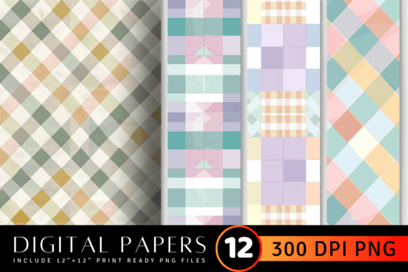Download Pastel Farmhouse Gingham Digital Paper B - Digital paper Collection
