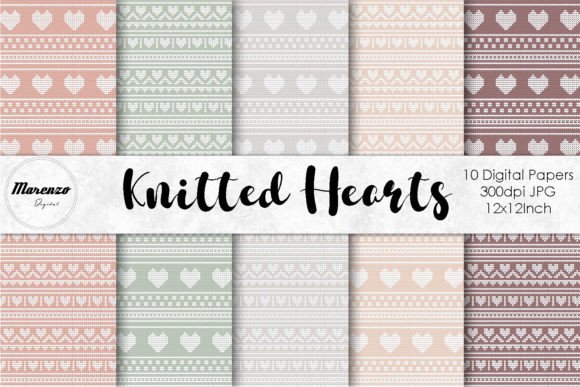 Download Knitted Heart Patterns - Digital Papers - Digital paper Collection