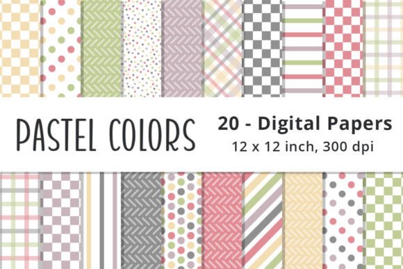Download Printable Pastel Digital Paper Patterns - Digital paper Collection