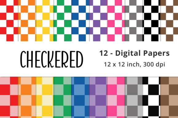 Download Checkered Digital Paper - Rainbow - Digital paper Collection