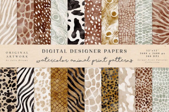 Download Animal Print Patterns Watercolor - Animal Collection