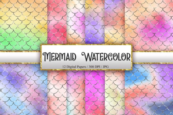 Download Mermaid Scales Watercolor Background - Mermaid Collection