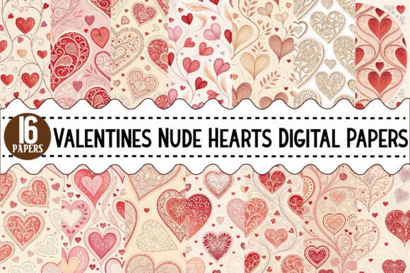 Download Valentines Nude Hearts Digital Papers - Digital paper Collection