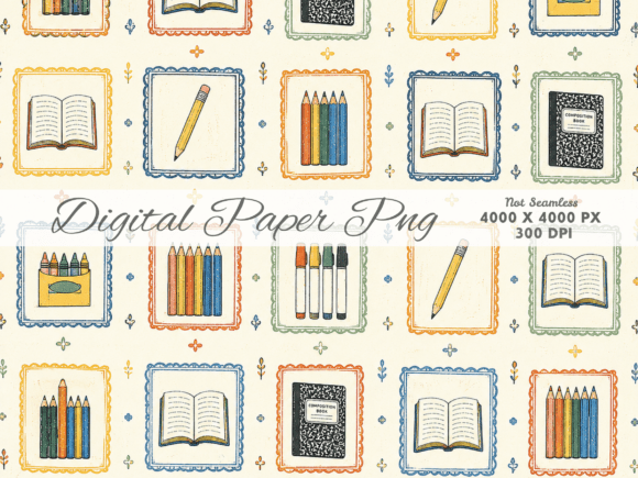 Download Vintage School Supplies Digital Paper - Digital paper Collection