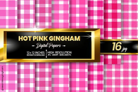 Download Hot Pink Gingham Digital Papers - Digital paper Collection