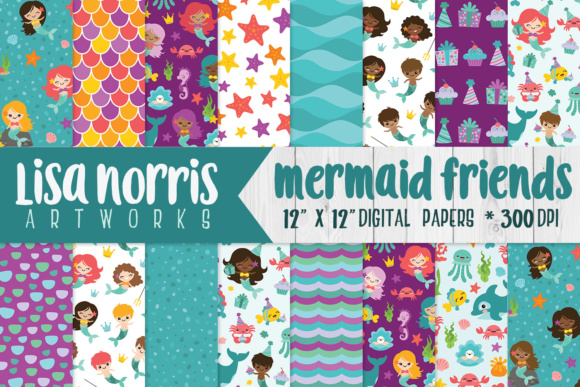 Download Mermaid Friends Digital Papers - Digital paper Collection