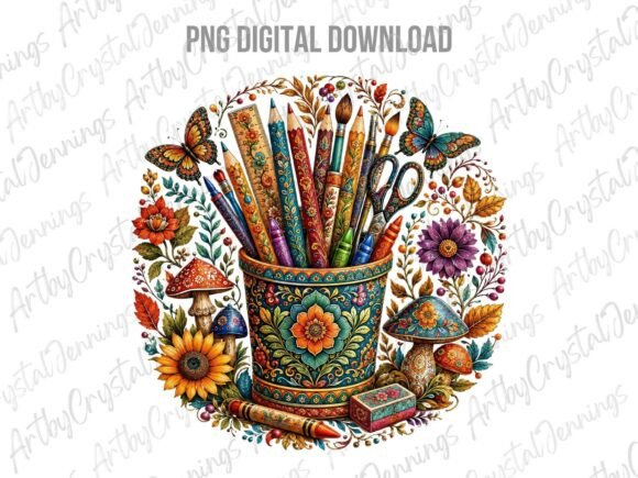 Download Folk Art School Supply Clipart PNG - School supply clipart Collection