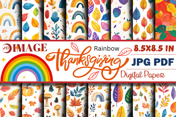 Download Rainbow Thanksgiving Digital Paper - Digital paper Collection
