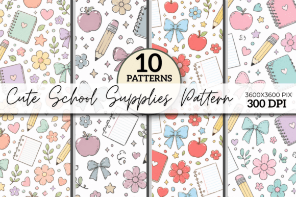 Download Cute School Supplies Digital Paper Pack - Digital paper Collection