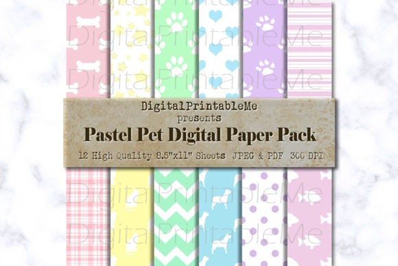 Download Pet Digital Paper Pack, Cat Dog Fish Mix - Digital paper Collection
