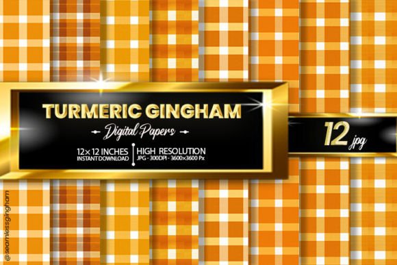 Download Turmeric Gingham Digital Papers - Digital paper Collection