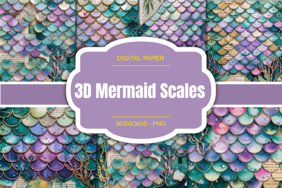 Download 3D Mermaid Scales Junk Journal Page - Mermaid Collection