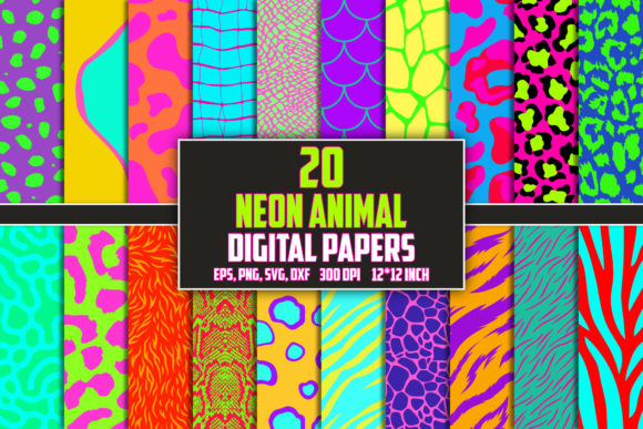 Download Neon Animal Skin Digital Papers Bundle - Animal Collection