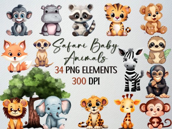 Download Safari Baby Animals Clipart, 34PNG's - Animal Collection