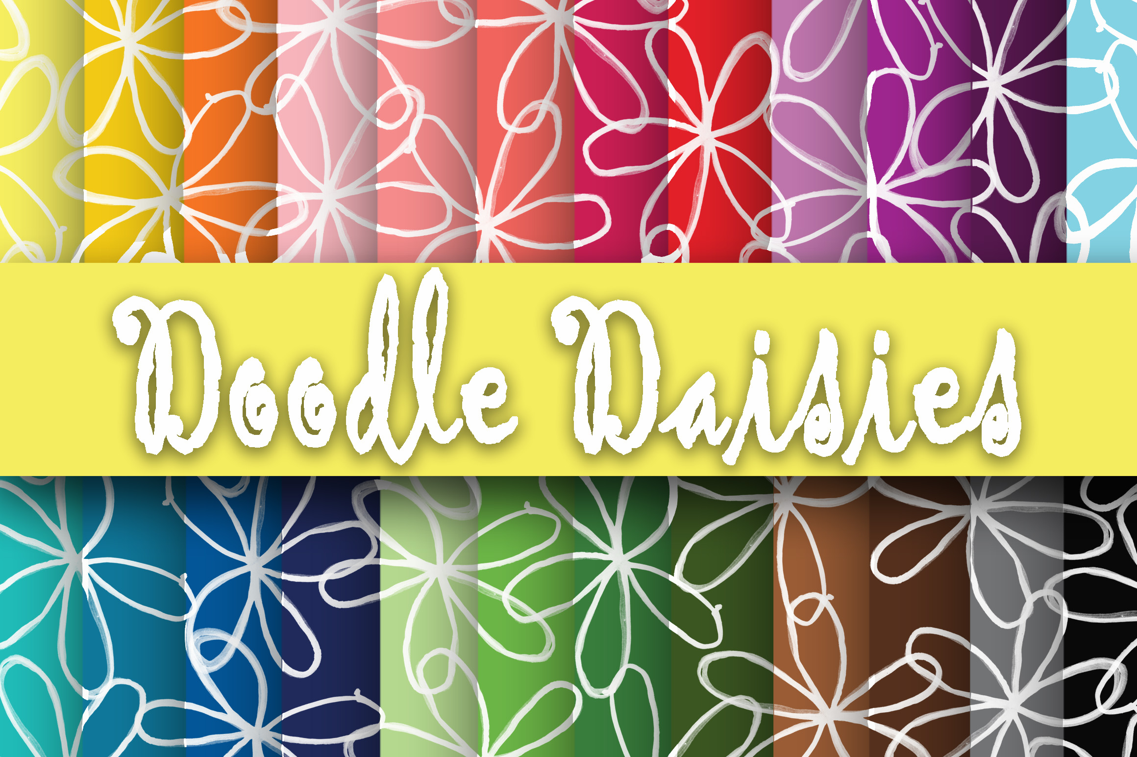 Download Doodle Daisies Digital Paper - Digital paper Collection