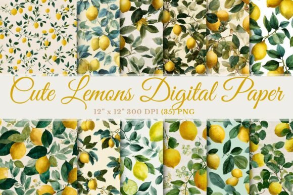 Download Cute Lemons Digital Paper - Digital paper Collection