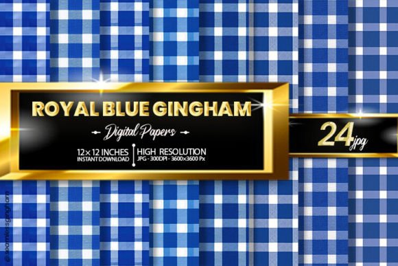 Download Royal Blue Gingham Digital Papers - Digital paper Collection