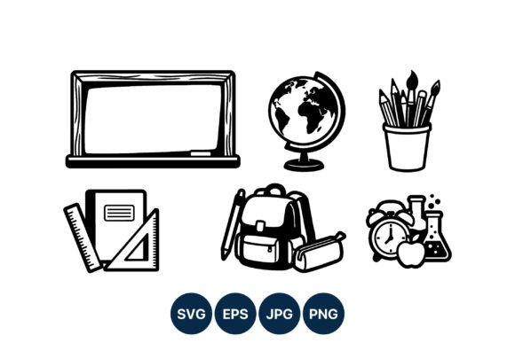 Download School Supply Icons Black White Vector - Premium Resources