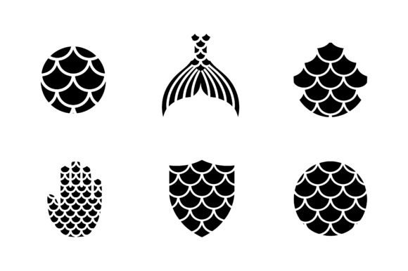 Download Mermaid Scales Vector Silhouette Set - Mermaid Collection