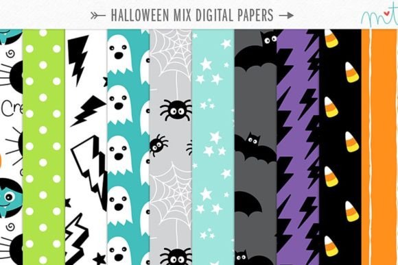 Download Halloween Mix Digital Papers - Digital paper Collection