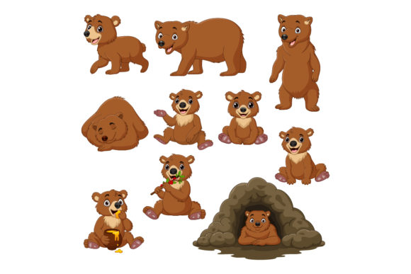 Download Set of Ten Cute Cartoon Bear Animals - Animal Collection