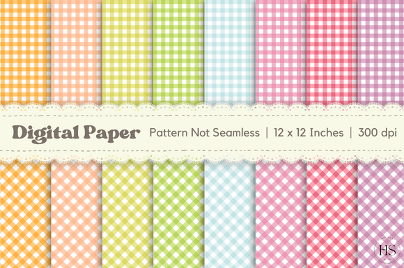 Download Colorful Gingham Digital Paper Patterns - Digital paper Collection