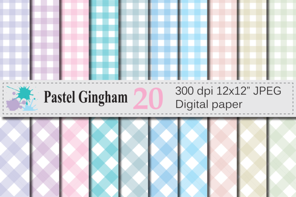 Download Pastel Gingham Digital Papers - Digital paper Collection