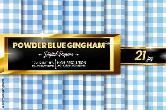 Download Powder Blue Gingham Digital Papers - Digital paper Collection