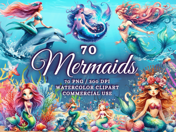 Download Watercolor Mermaids Clipart Mermaid Png - Premium Resources