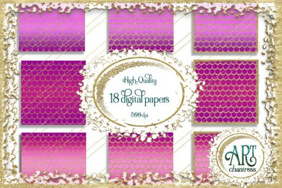 Download Mermaid Scale Digital Papers Purple - Digital paper Collection