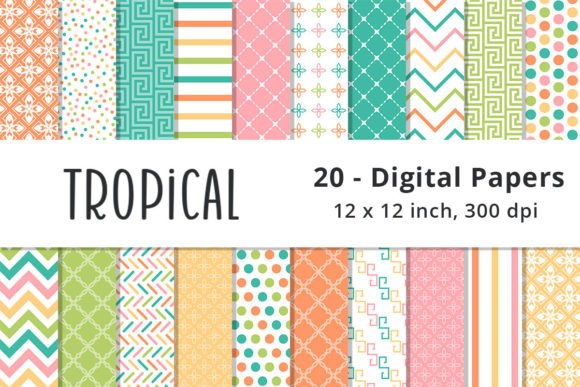 Download Light Tropical Colors Digital Papers - Digital paper Collection